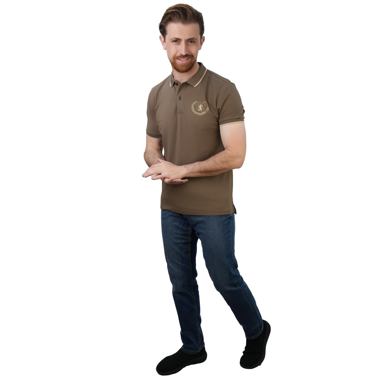 Men's Slim Fit Short Sleeve Polo With Embroidery S - Shop Giordano