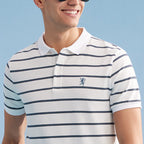 Giordano Men's Slim Fit Stripe Polo - Cotton Pique, Flat Knit Collar - Premium Polo