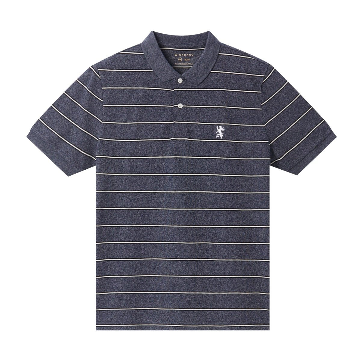 Men's Slim Fit Stripe Polo - Cotton Pique, Flat Knit Collar S - Shop Giordano
