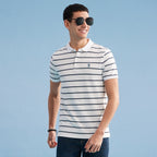 Giordano Men's Slim Fit Stripe Polo - Cotton Pique, Flat Knit Collar - Premium Polo