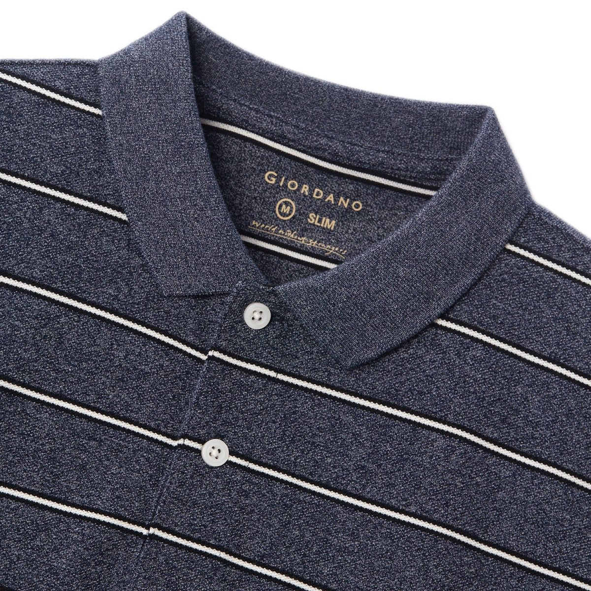 Men's Slim Fit Stripe Polo - Cotton Pique, Flat Knit Collar S - Shop Giordano