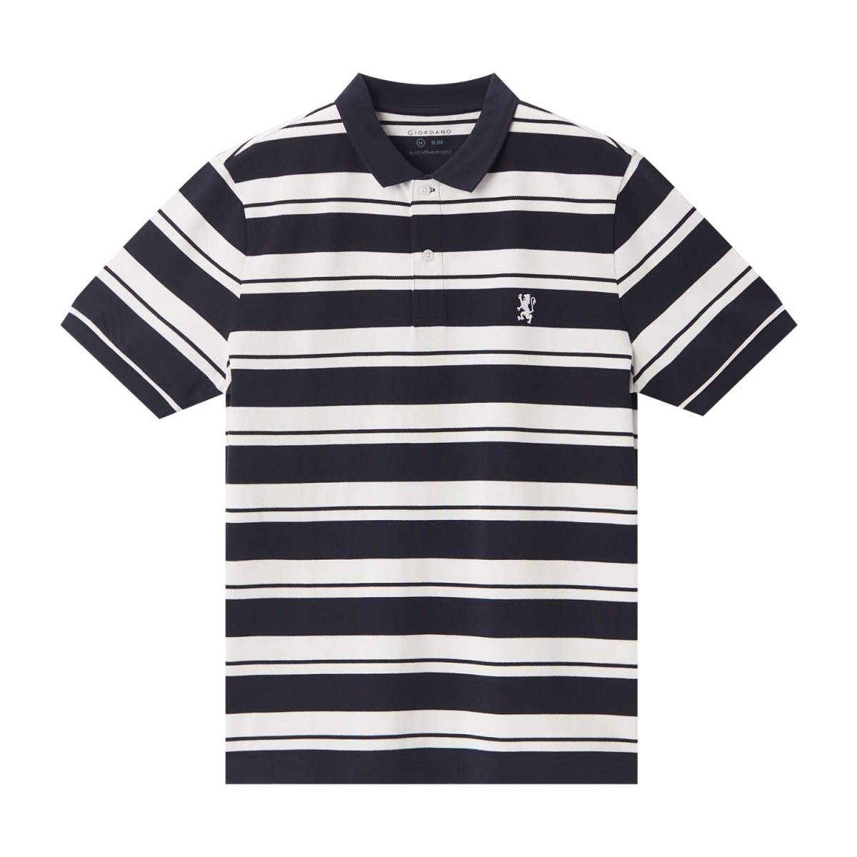 Men's Slim Fit Stripe Polo - Cotton Pique, Flat Knit Collar S - Shop Giordano