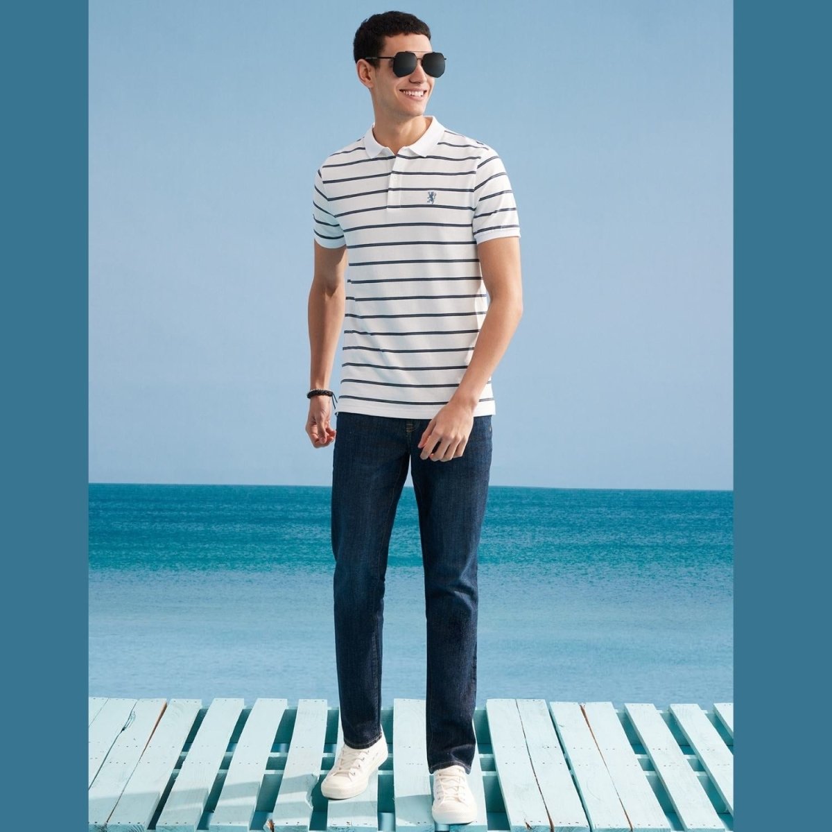 Giordano Men's Slim Fit Stripe Polo - Cotton Pique, Flat Knit Collar - Premium Polo