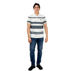 Men's Slim Fit Stripe Polo - Cotton Pique, Flat Knit Collar S - Shop Giordano
