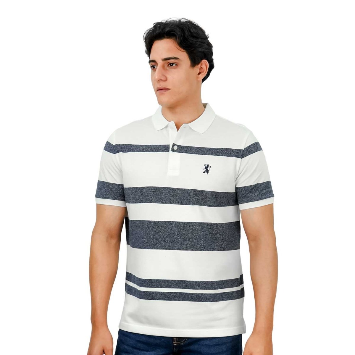 Men's Slim Fit Stripe Polo - Cotton Pique, Flat Knit Collar S - Shop Giordano