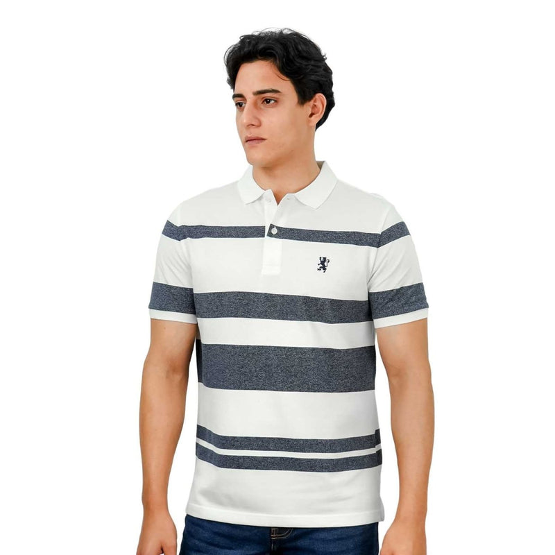 Men's Slim Fit Stripe Polo - Cotton Pique, Flat Knit Collar S - Shop Giordano
