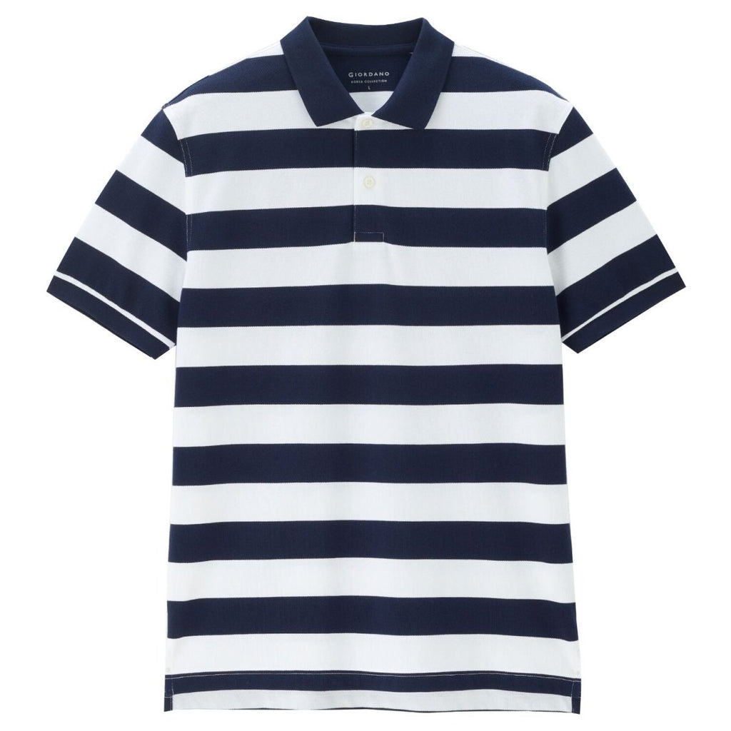 Men’S Slim Fit Striped Cotton Pique Polo Shirt | Korea Collection M - Shop Giordano