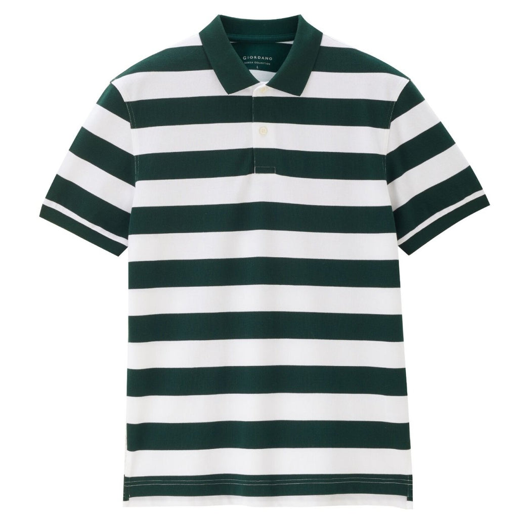 Men’S Slim Fit Striped Cotton Pique Polo Shirt | Korea Collection M - Shop Giordano