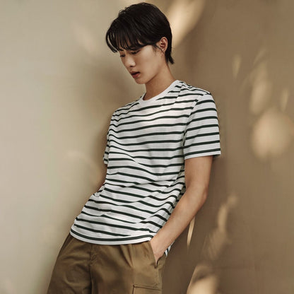 Men’S Slim Fit Striped Crew Neck Tee | Korea Collection - Giordano