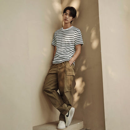Men’S Slim Fit Striped Crew Neck Tee | Korea Collection - Giordano