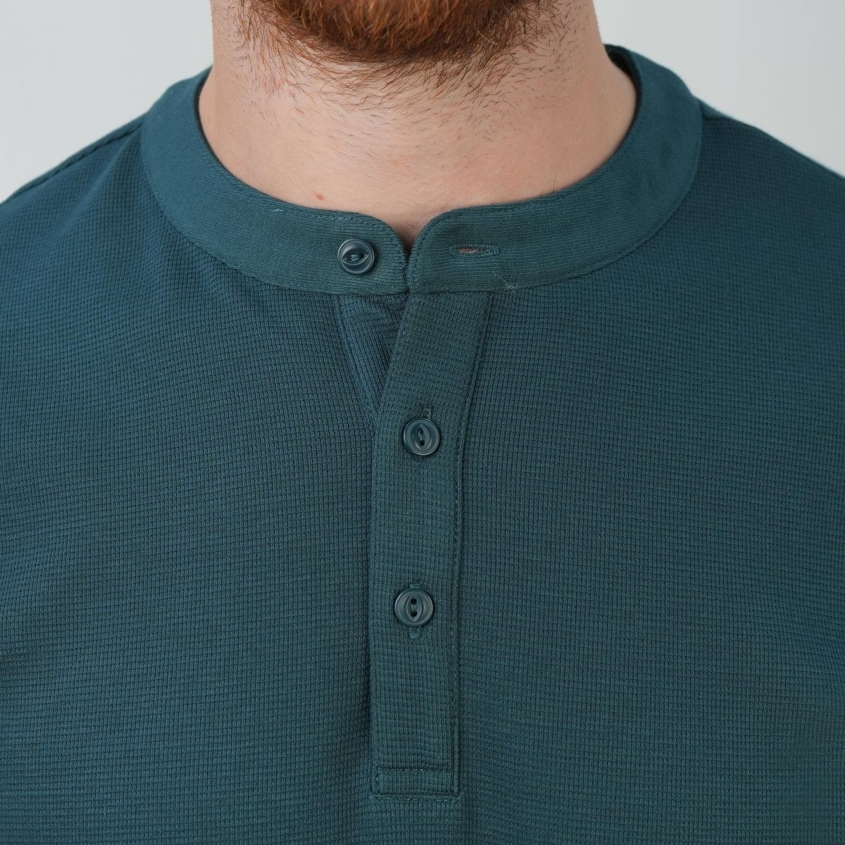 Giordano Men's Slim Fit Waffle Henley Long Sleeve Button Tee - Premium Tee