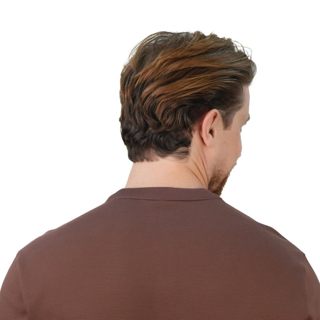 Men’S Slim Fit Waffle Henley Long Sleeve Button Tee S - Shop Giordano