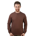 Men’S Slim Fit Waffle Henley Long Sleeve Button Tee S - Shop Giordano