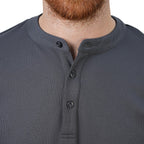 Men’S Slim Fit Waffle Henley Long Sleeve Button Tee S - Shop Giordano