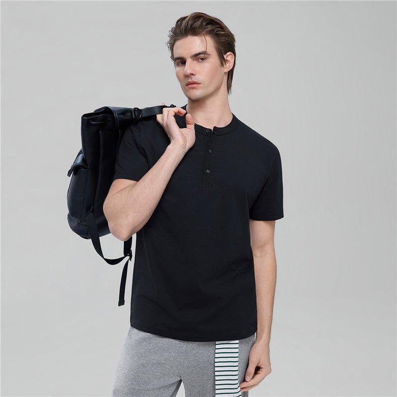 Men’S Slim Henley Short - Sleeve Button Front Tee S - Shop Giordano