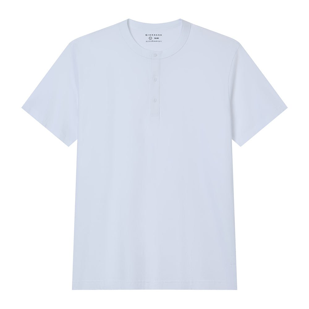 Men’S Slim Henley Short - Sleeve Button Front Tee S - Shop Giordano