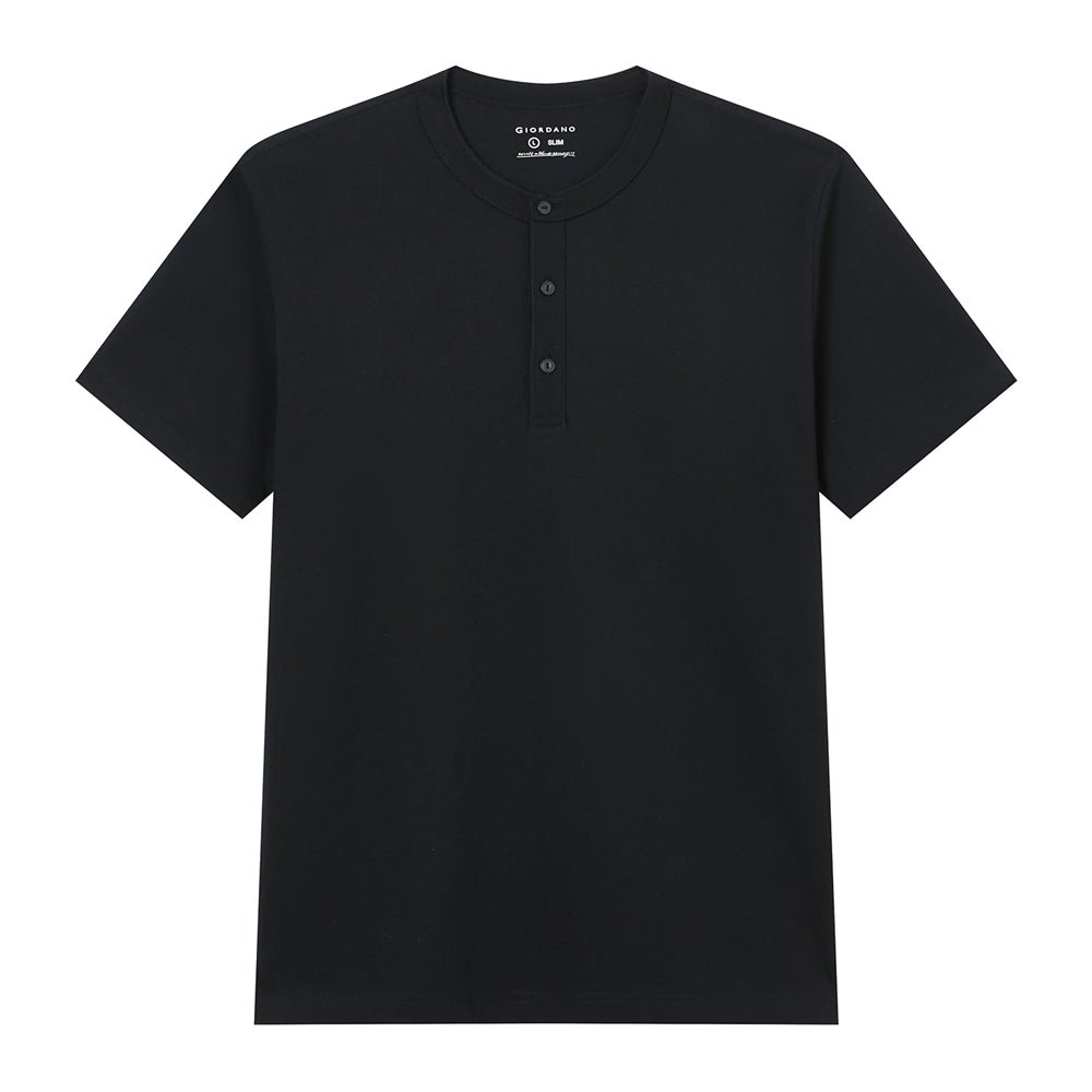Men’S Slim Henley Short - Sleeve Button Front Tee S - Shop Giordano