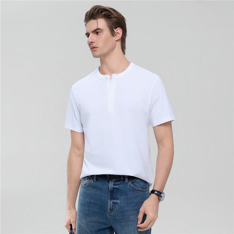 Men’S Slim Henley Short - Sleeve Button Front Tee S - Shop Giordano
