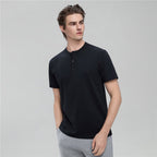 Men’S Slim Henley Short - Sleeve Button Front Tee S - Shop Giordano