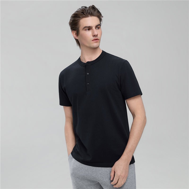 Men’S Slim Henley Short - Sleeve Button Front Tee S - Shop Giordano