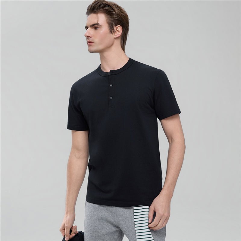 Men’S Slim Henley Short - Sleeve Button Front Tee S - Shop Giordano