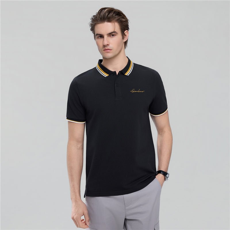 Men’S Slim Pique Polo With Contrast Collar & Signature Embroidery S - Shop Giordano