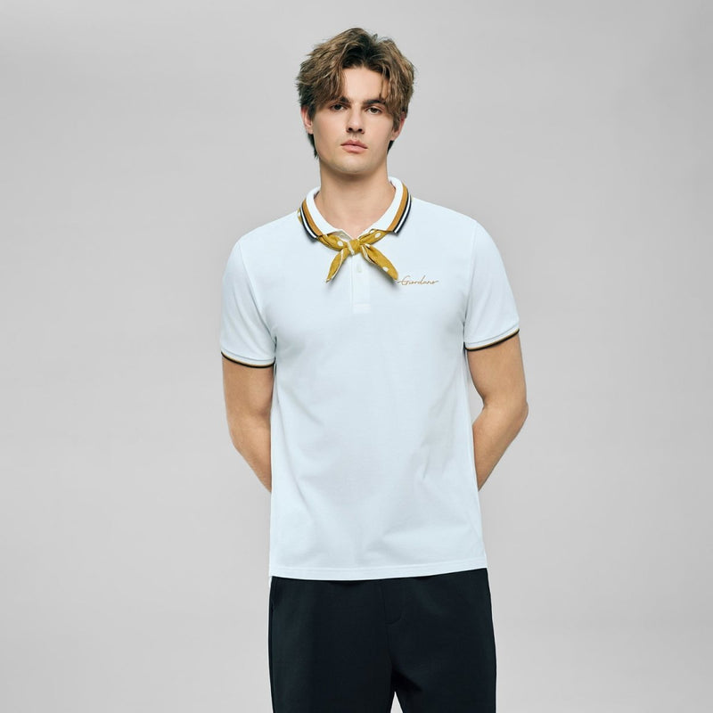 Men’S Slim Pique Polo With Contrast Collar & Signature Embroidery S - Shop Giordano