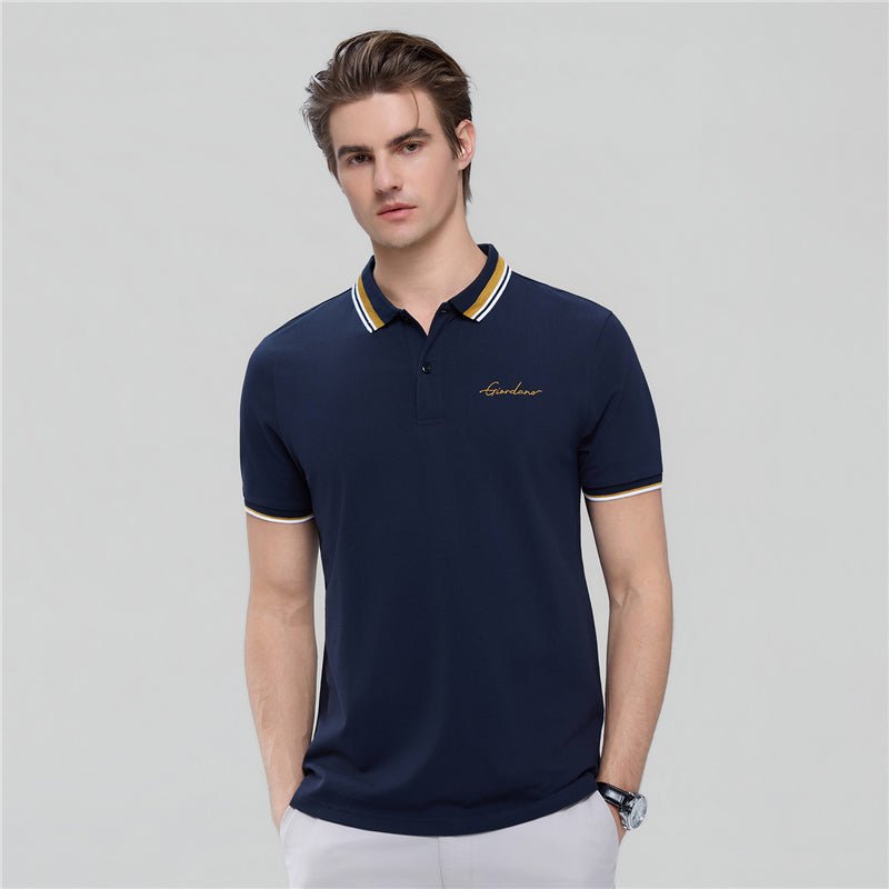 Men’S Slim Pique Polo With Contrast Collar & Signature Embroidery S - Shop Giordano