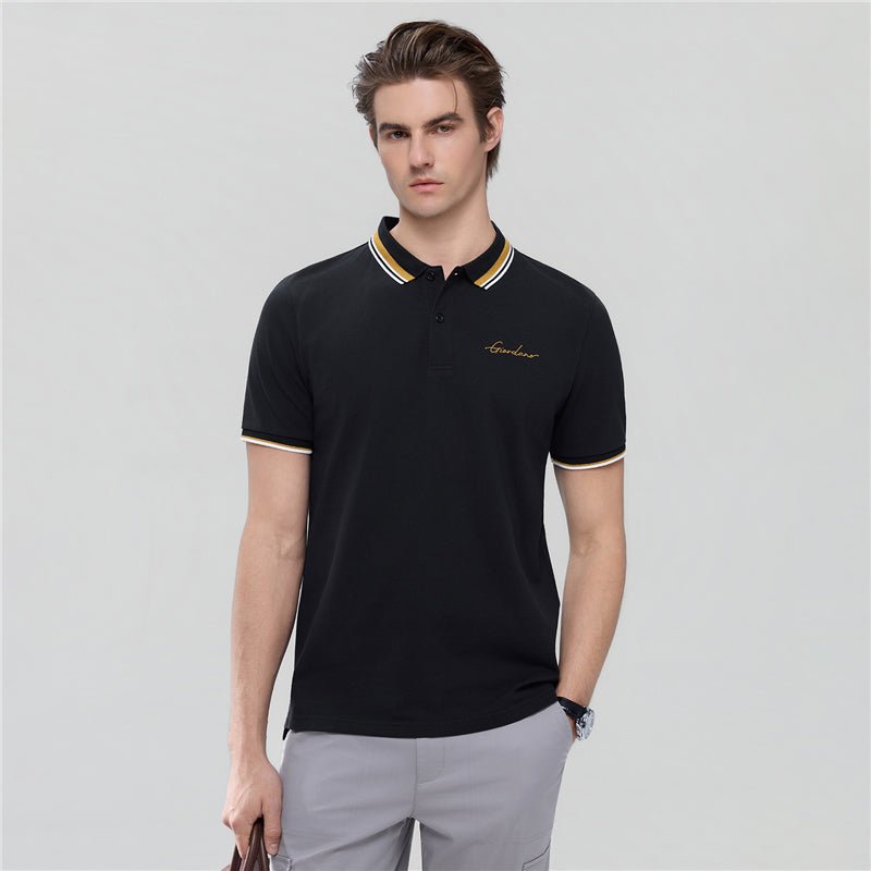 Men’S Slim Pique Polo With Contrast Collar & Signature Embroidery S - Shop Giordano