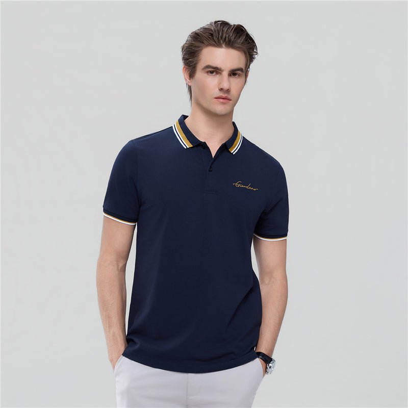 Men’S Slim Pique Polo With Contrast Collar & Signature Embroidery S - Shop Giordano