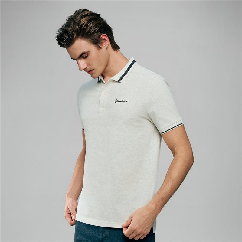 Men’S Slim Pique Polo With Flat Knit Collar & Embroidery S - Shop Giordano