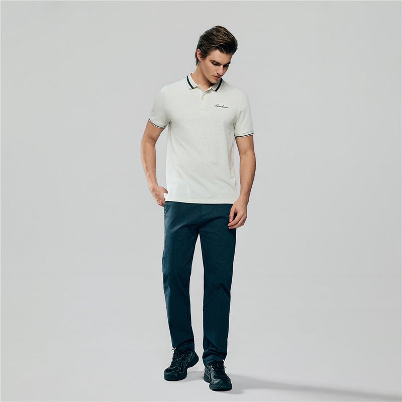 Men’S Slim Pique Polo With Flat Knit Collar & Embroidery S - Shop Giordano