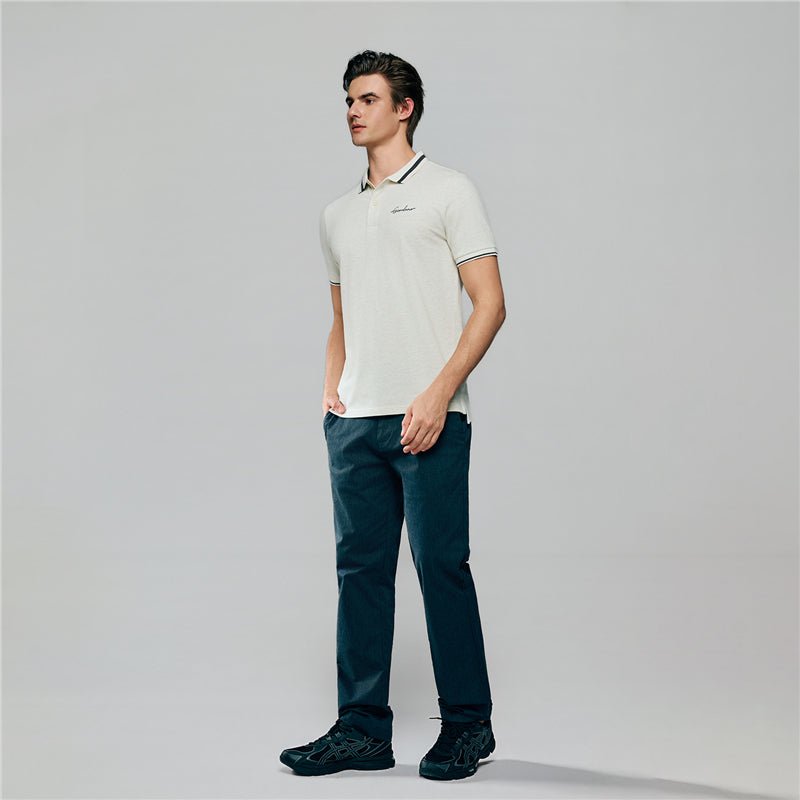 Men’S Slim Pique Polo With Flat Knit Collar & Embroidery S - Shop Giordano