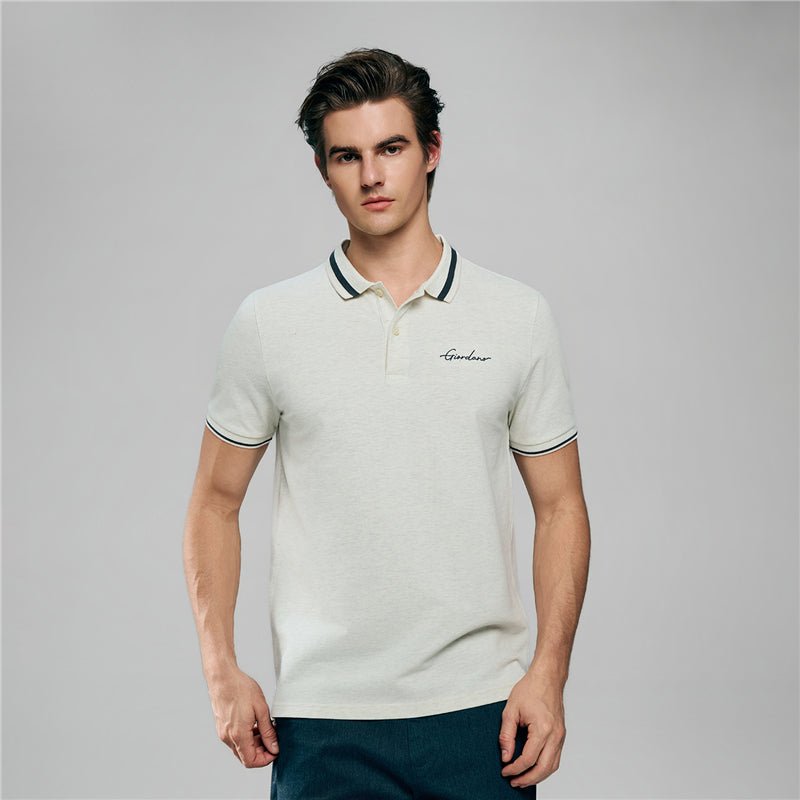 Men’S Slim Pique Polo With Flat Knit Collar & Embroidery S - Shop Giordano