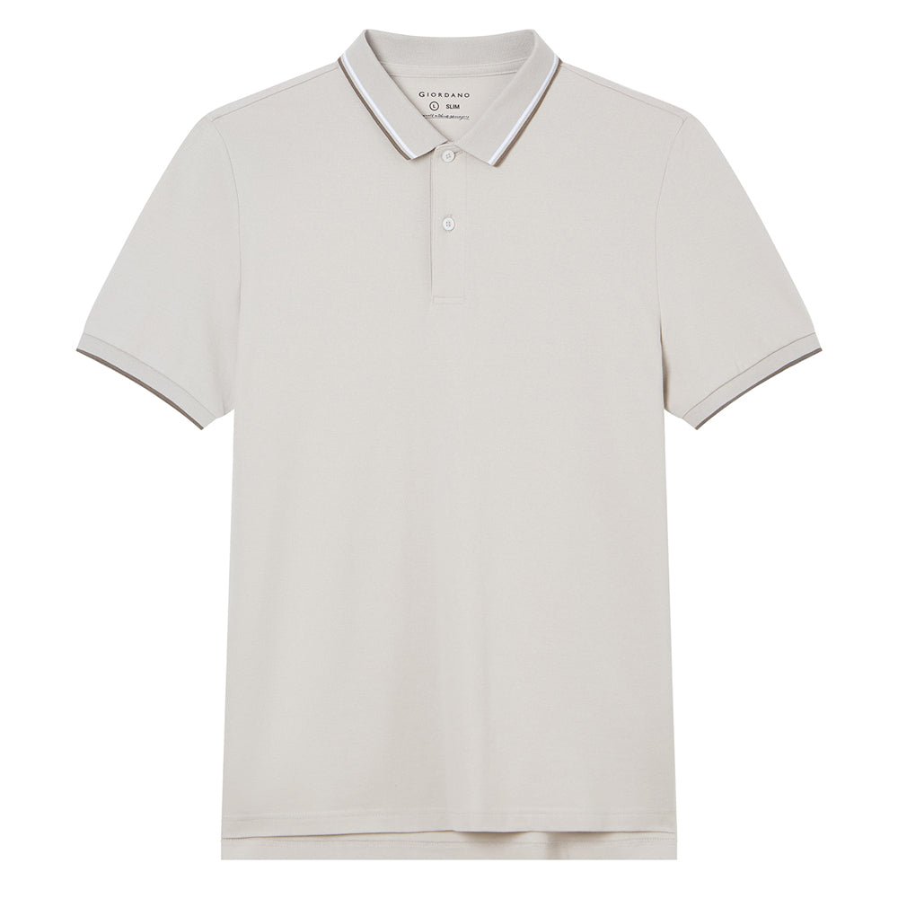 Men’S Slim Pique Solid Polo With Flat Knit Collar S - Shop Giordano