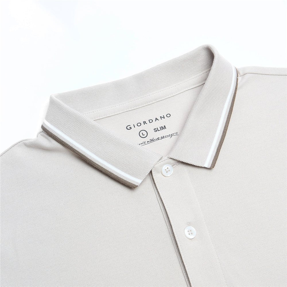 Men’S Slim Pique Solid Polo With Flat Knit Collar S - Shop Giordano