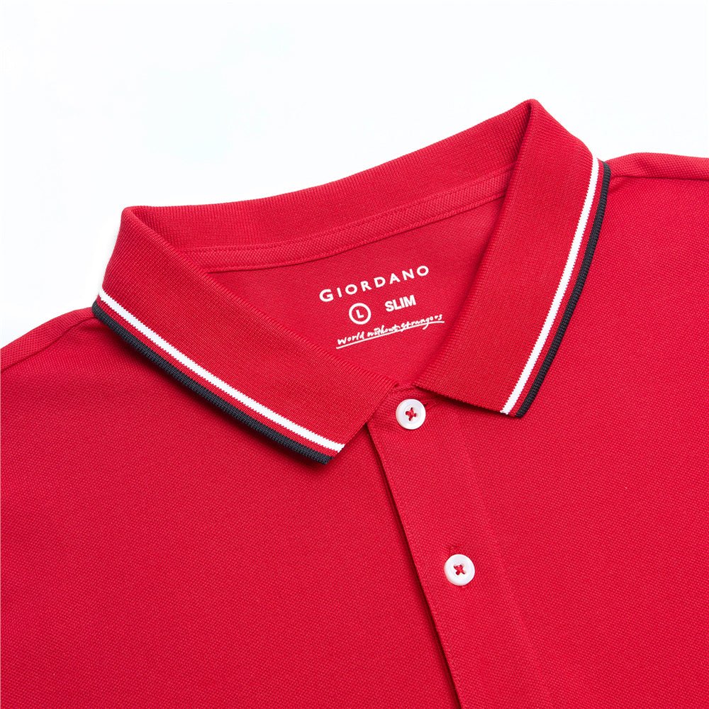 Men’S Slim Pique Solid Polo With Flat Knit Collar S - Shop Giordano