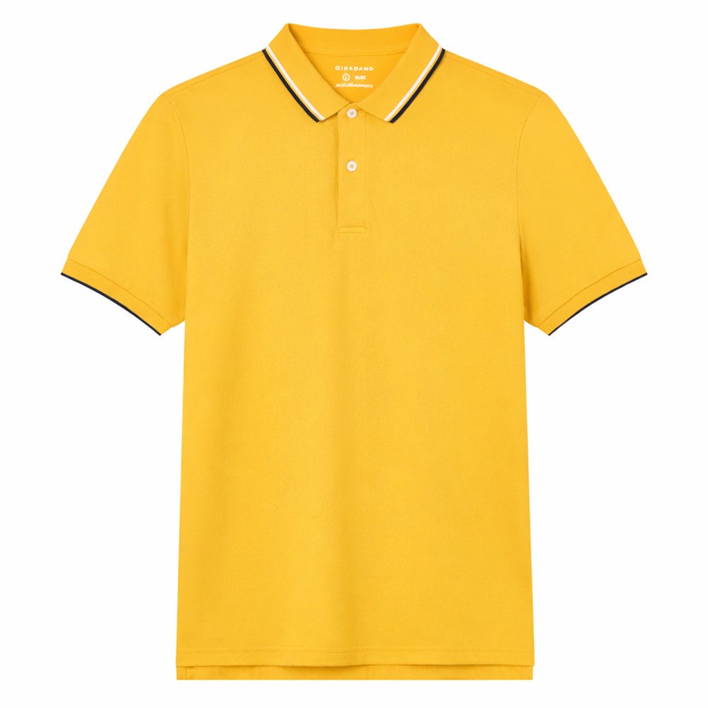 Men’S Slim Pique Solid Polo With Flat Knit Collar S - Shop Giordano