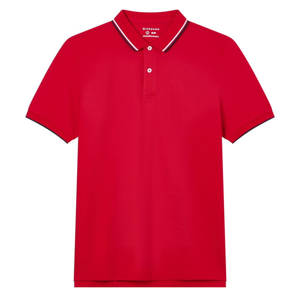 Men’S Slim Pique Solid Polo With Flat Knit Collar S - Shop Giordano