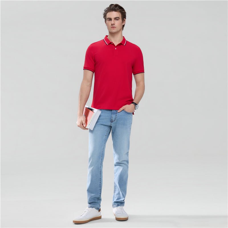Men’S Slim Pique Solid Polo With Flat Knit Collar S - Shop Giordano