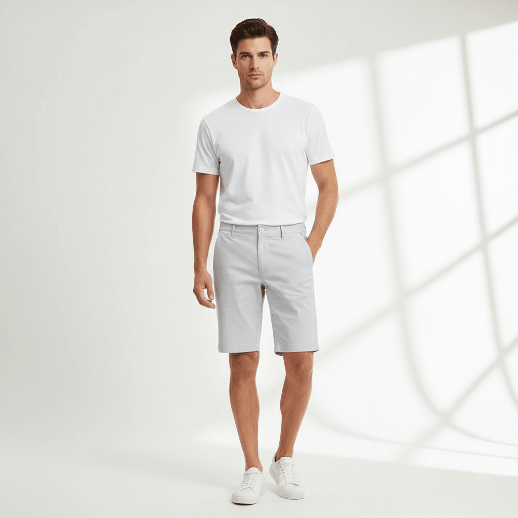 Men’S Slim Twill Bermuda Shorts With Stretch Waist 30 - Shop Giordano