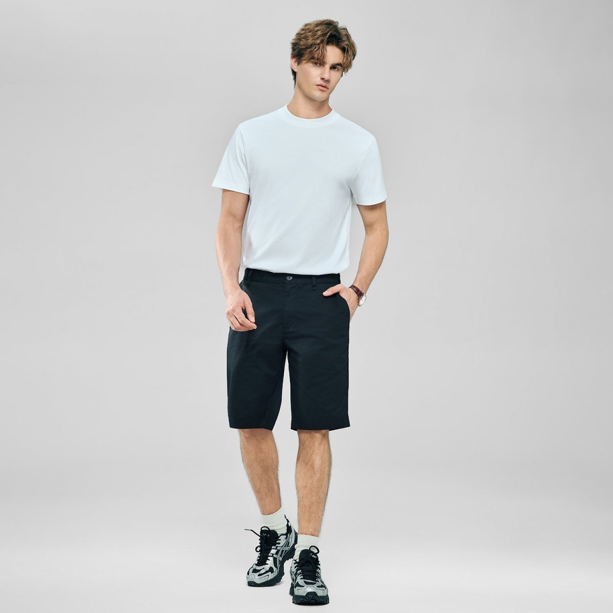 Giordano Men's Slim Twill Bermuda Shorts With Stretch Waist - first_variant_option_2 Premium Shorts for Giordano