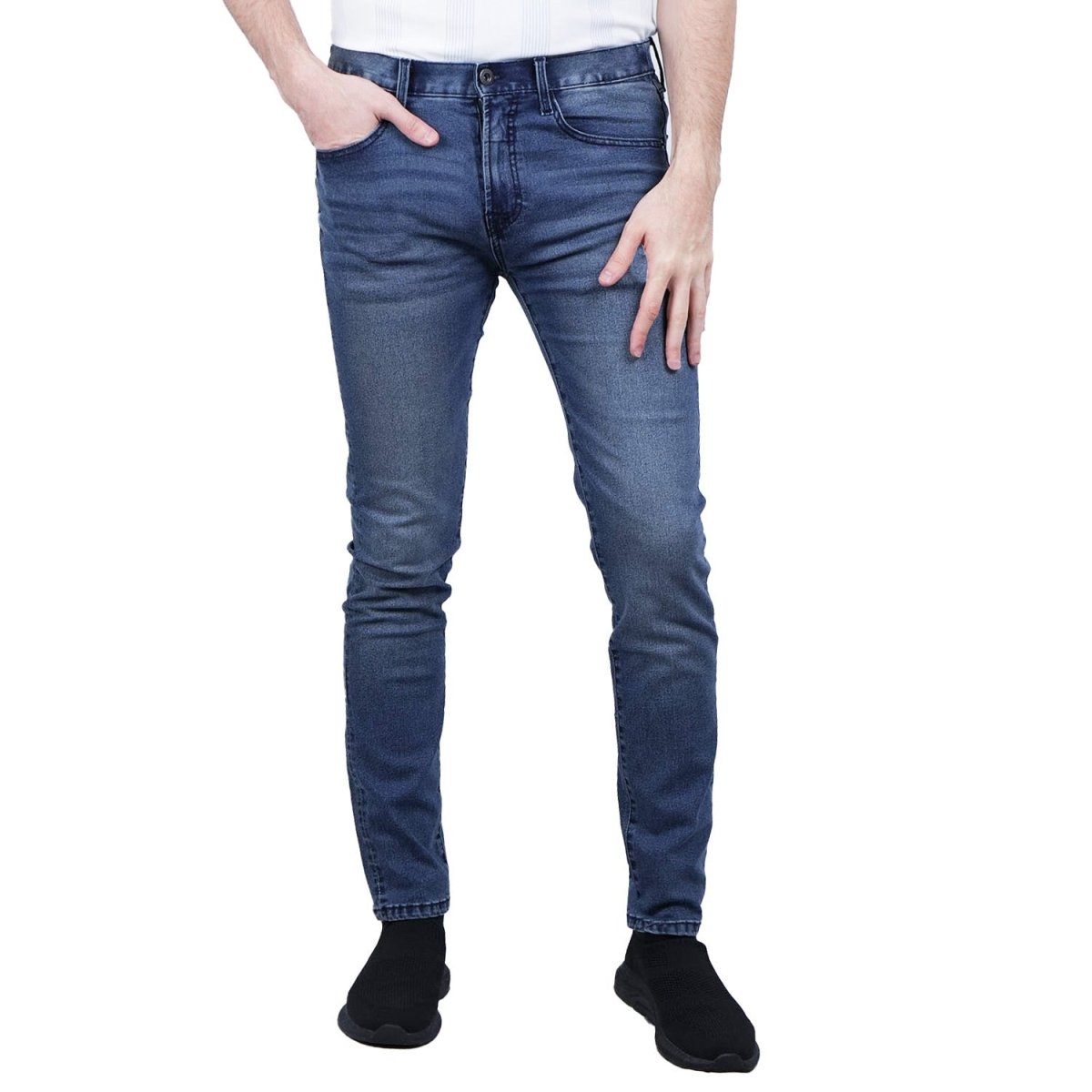 Men’S Stretch Denim Low - Rise Skinny Tapered Fit Jeans - Giordano