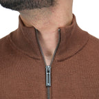 Giordano Men's Texture Stitch Mock Neck Long Sleeve Full Zipper Cardigan - Premium Sweaters