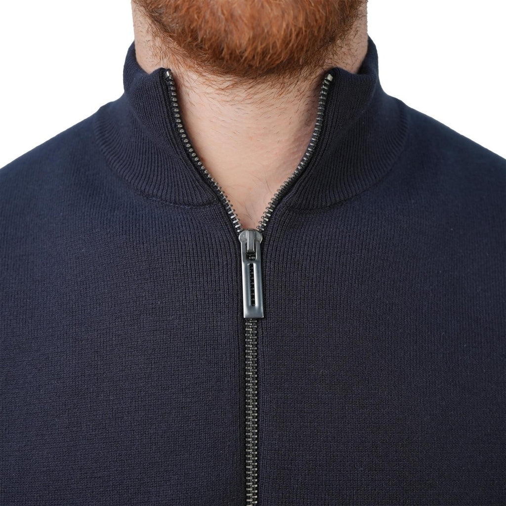 Men's Texture Stitch Mock Neck Long Sleeve Full Zipper Cardigan S - Shop Giordano