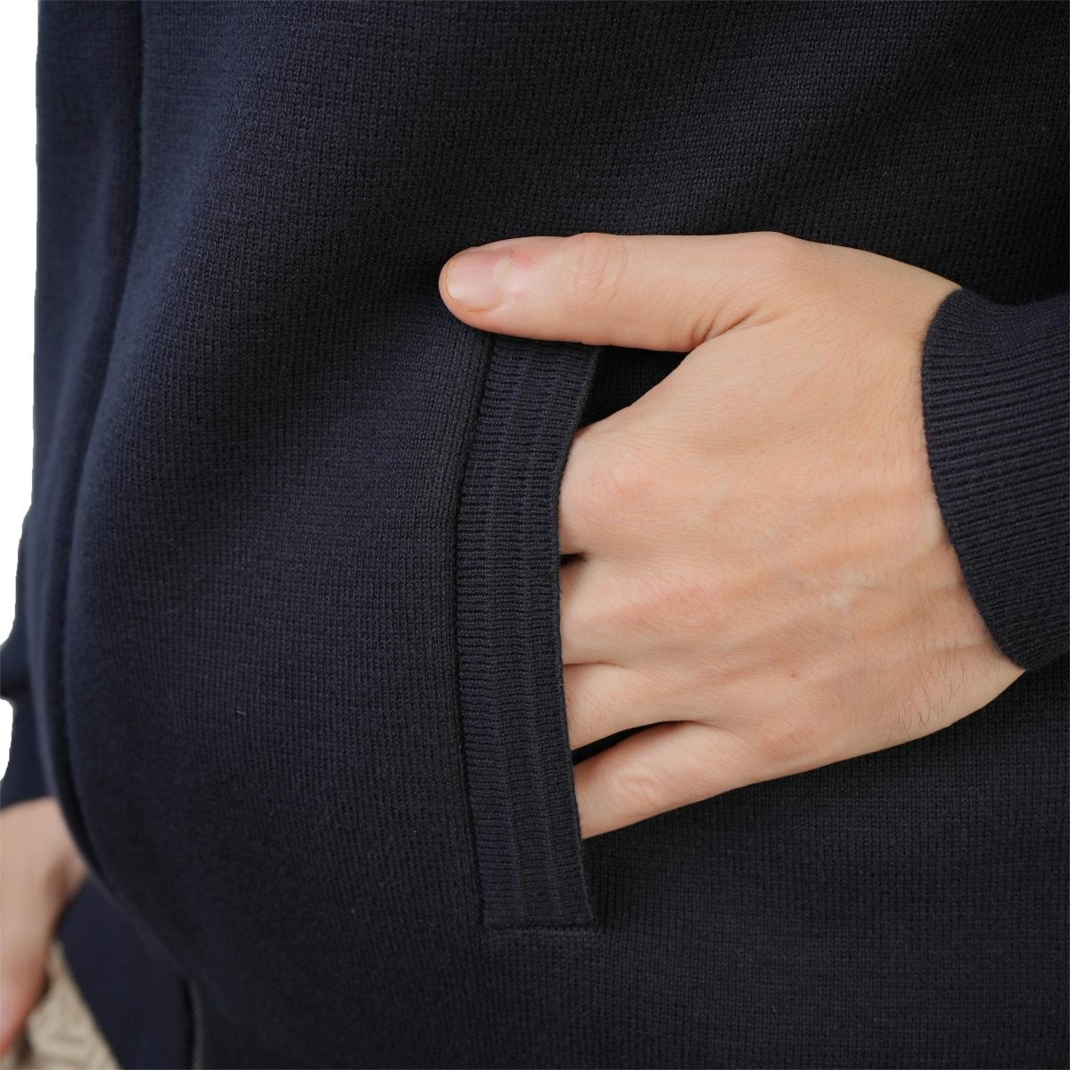 Men's Texture Stitch Mock Neck Long Sleeve Full Zipper Cardigan S - Shop Giordano