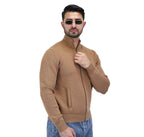 Giordano Men's Texture Stitch Mock Neck Long Sleeve Full Zipper Cardigan - Premium Sweaters