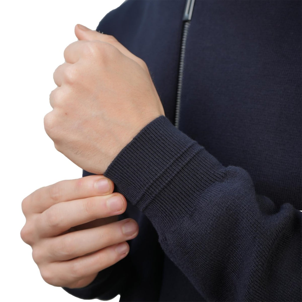 Men's Texture Stitch Mock Neck Long Sleeve Full Zipper Cardigan S - Shop Giordano