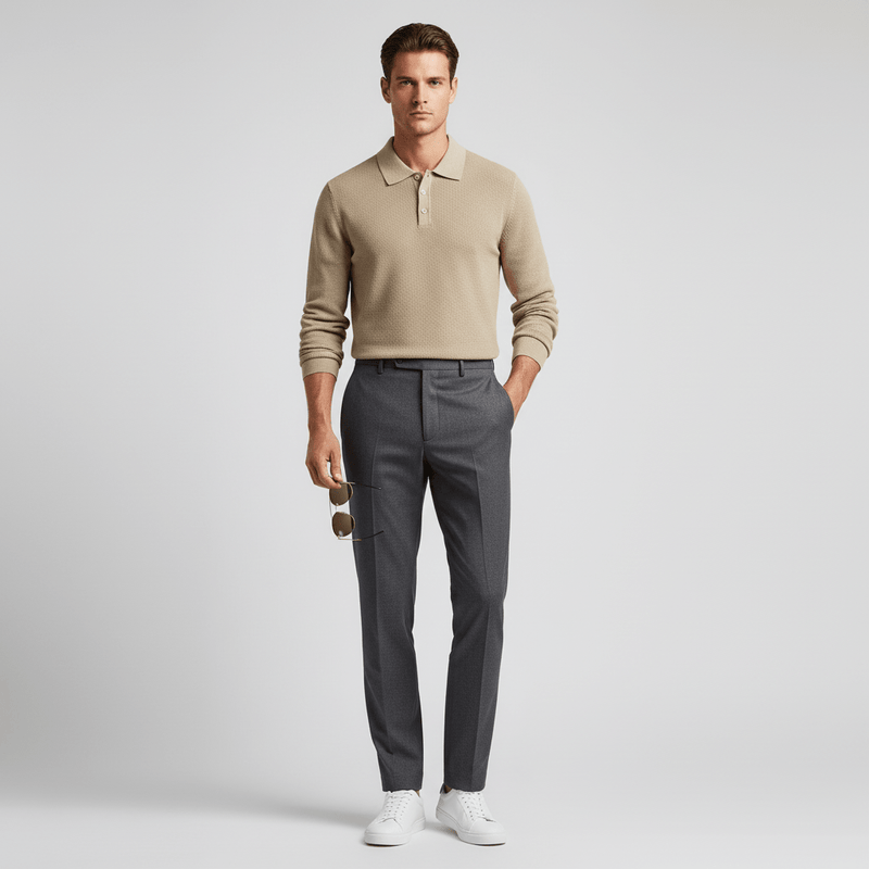 Men’S Textured Stitch Polo Neck Relaxed Fit Sweater S - Shop Giordano