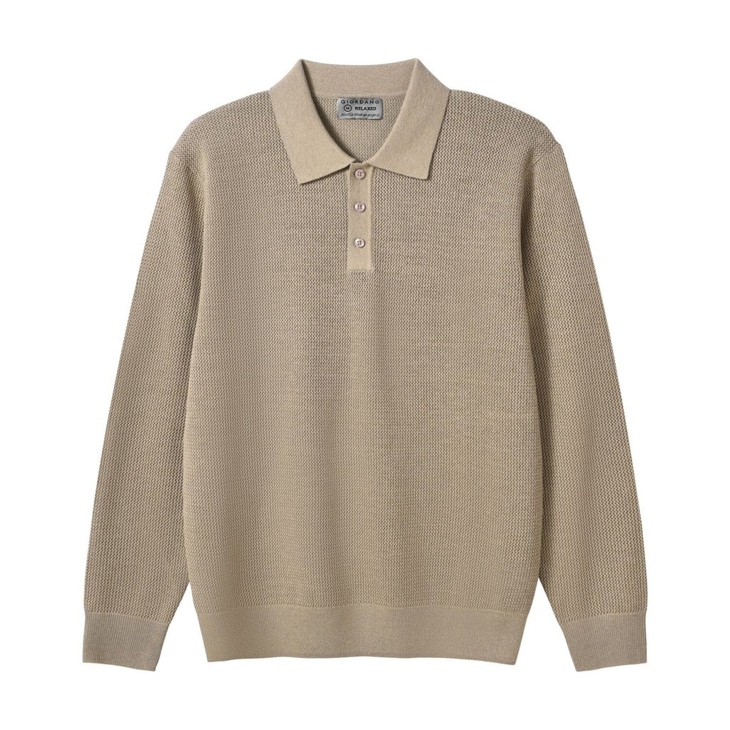 Men’S Textured Stitch Polo Neck Relaxed Fit Sweater S - Shop Giordano